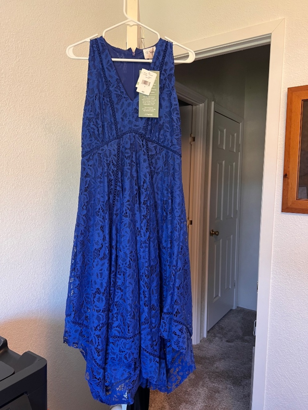 J. Taylor Cobalt Blue Lace Special Occasion Dress